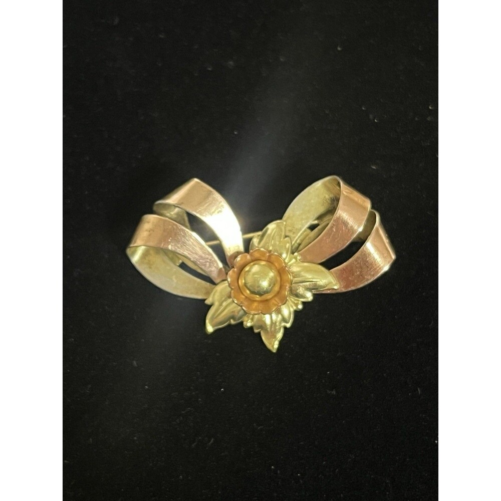 Vintage Harry Iskin Signed Pin Brooch Watch Clip 1/20 12K Gold Filled Bow